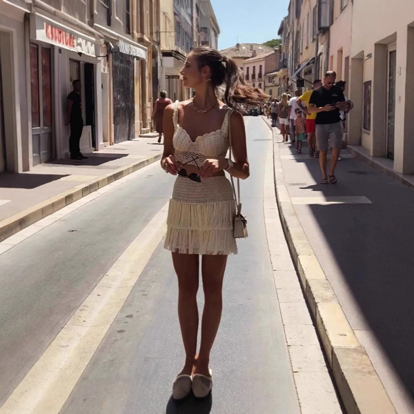 Fashion Fringe Vacation Style Cutout Dress Two-piece Set