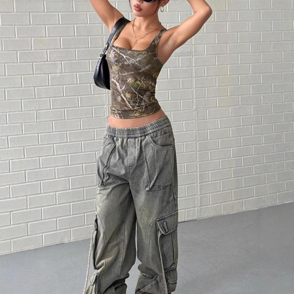 Vintage Fitted Large Round Neck Sleeveless Tank Top