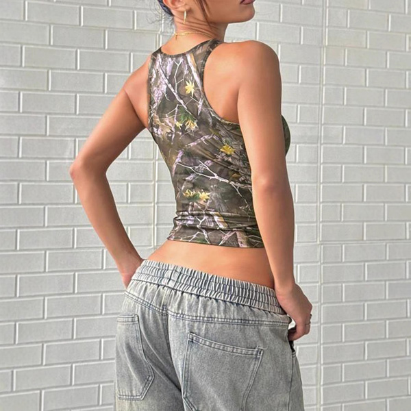 Vintage Fitted Large Round Neck Sleeveless Tank Top