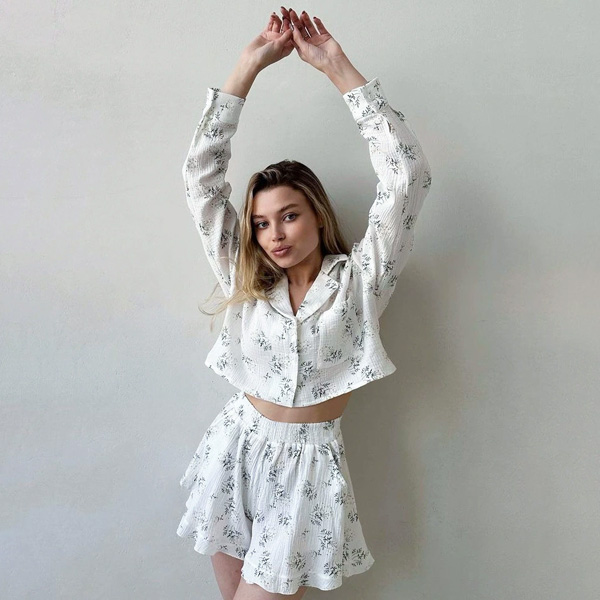 Casual Long-sleeved Shorts Loungewear Women