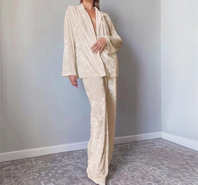 Long Sleeve Long Pants Two Piece Velvet Loungewear Pajama Set