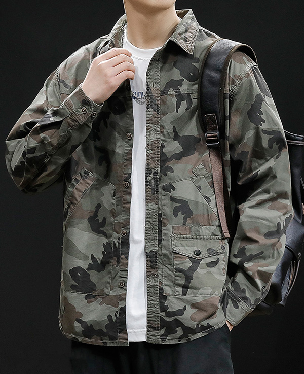 Men's Camouflage Long Sleeve Casual Shirt Jacket