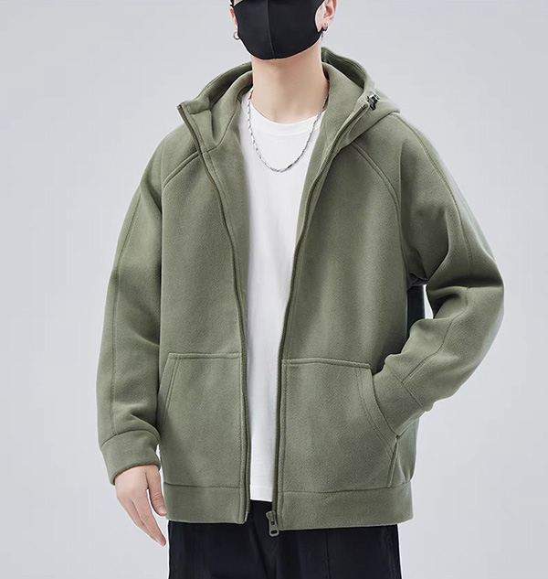 Men's Polar Fleece Hooded Cardigan Sweatshirt