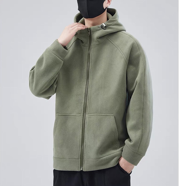 Men's Polar Fleece Hooded Cardigan Sweatshirt