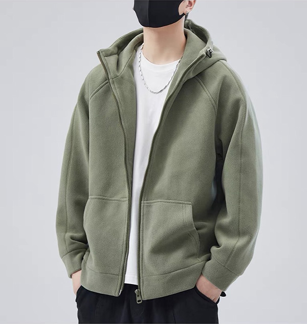 Men's Polar Fleece Hooded Cardigan Sweatshirt