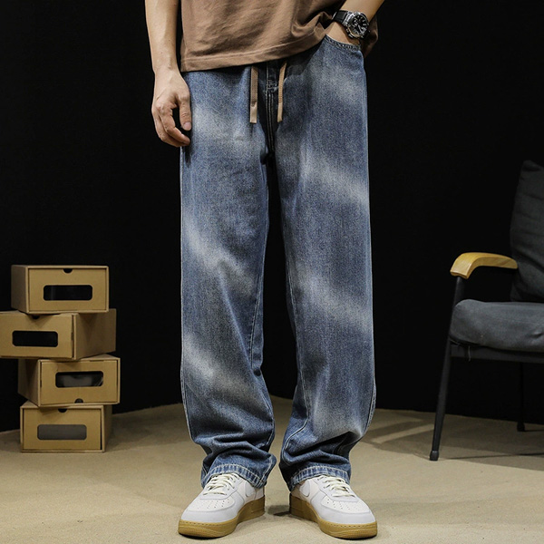 Gradient Light Color Loose Straight Jeans