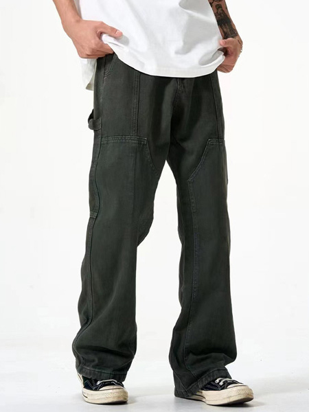 Dark Grey Straight Loose Fit Men's Jeans