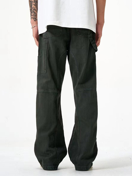 Dark Grey Straight Loose Fit Men's Jeans