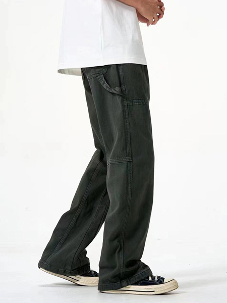 Dark Grey Straight Loose Fit Men's Jeans