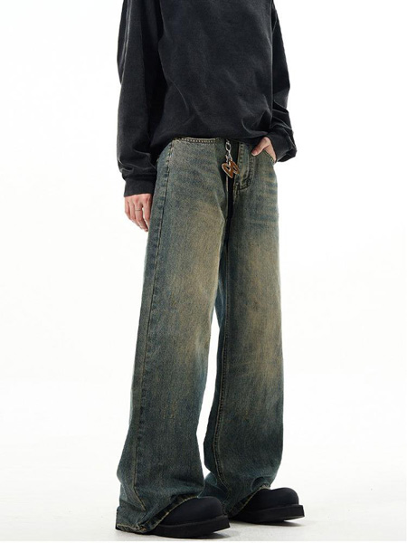 Vintage Washed Straight Wide-leg Loose Jeans