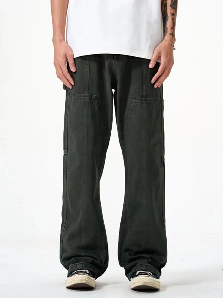 Dark Gray Simple Style Straight Leg Loose Men's Jeans