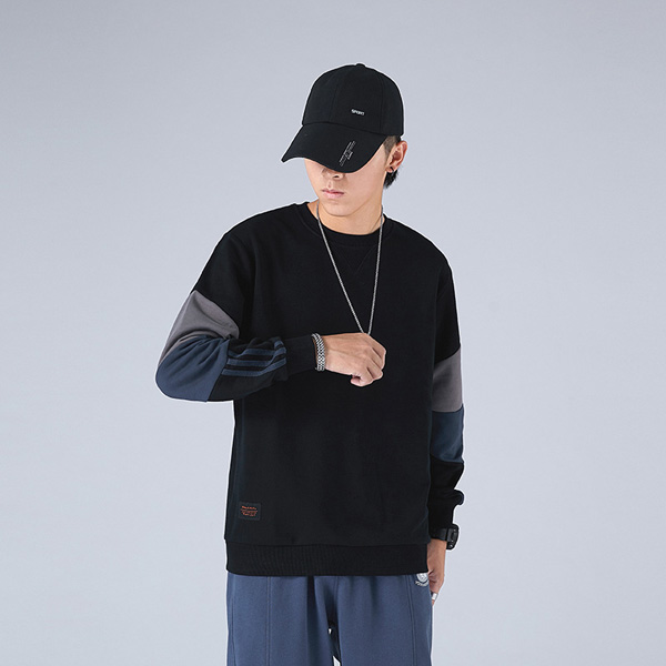 Color Clashing Loose Round Neck Trendy Sweater for Men