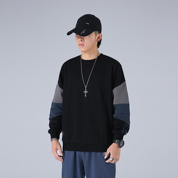 Color Clashing Loose Round Neck Trendy Sweater for Men