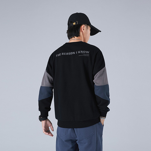 Color Clashing Loose Round Neck Trendy Sweater for Men