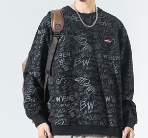 Men's Bottom Shirt Round Neck Wide Suede Loose Velvet Sweatshirt