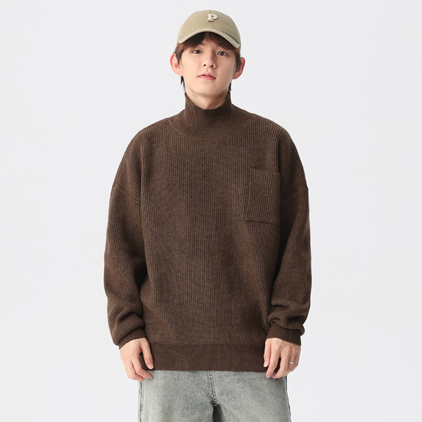 Vintage Half Turtleneck Knit Sweater For Men