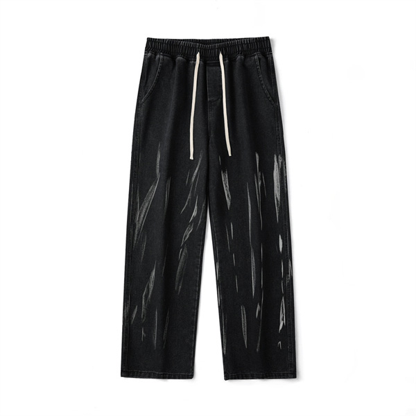 Elastic Waist Loose Fit Straight Leg Men's Jeans