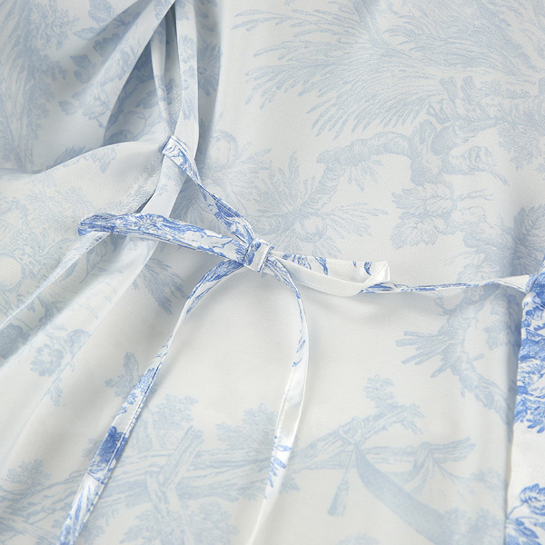 Long Sleeve Ruffle Robe Printed Ladies Homewear