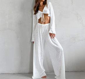 Modal Long-sleeved Long Pants Pajamas Ladies Fashion Casual Loose Homewear