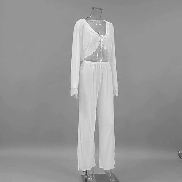 Modal Long-sleeved Long Pants Pajamas Ladies Fashion Casual Loose Homewear