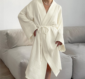 Lace-up Robe Loose And Comfortable Long-sleeved Long Women's Homewear