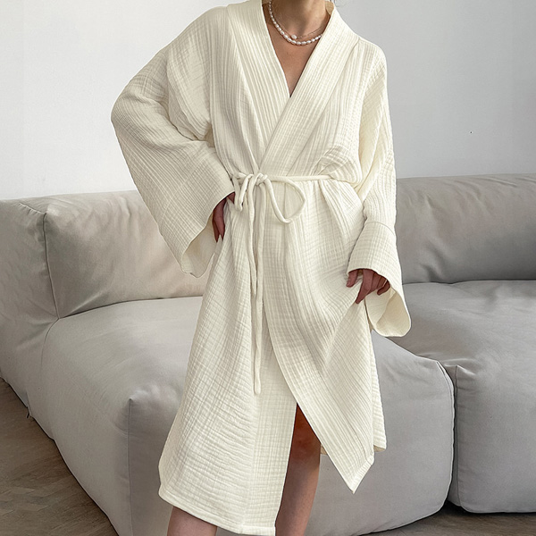Lace-up Robe Loose And Comfortable Long-sleeved Long Women's Homewear