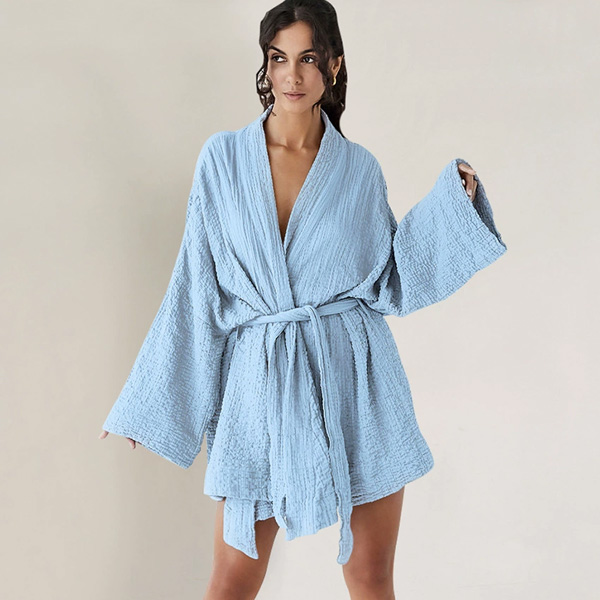 Simple Loose Cardigan Long Sleeve Ladies Short Robe