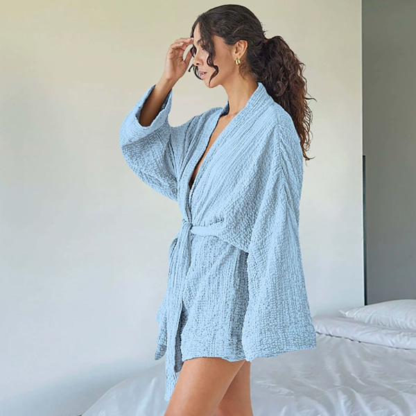 Simple Loose Cardigan Long Sleeve Ladies Short Robe