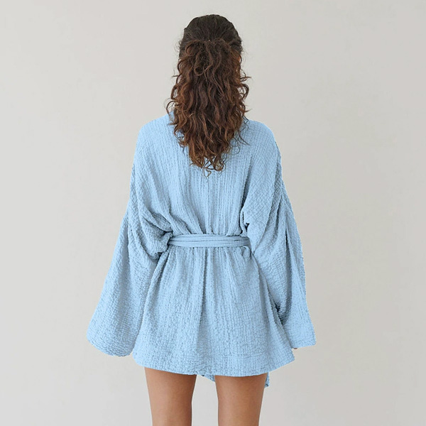 Simple Loose Cardigan Long Sleeve Ladies Short Robe