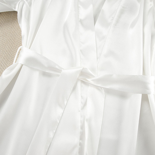 Two Piece Satin Patchwork Feather Sleeve Nightgown Robe